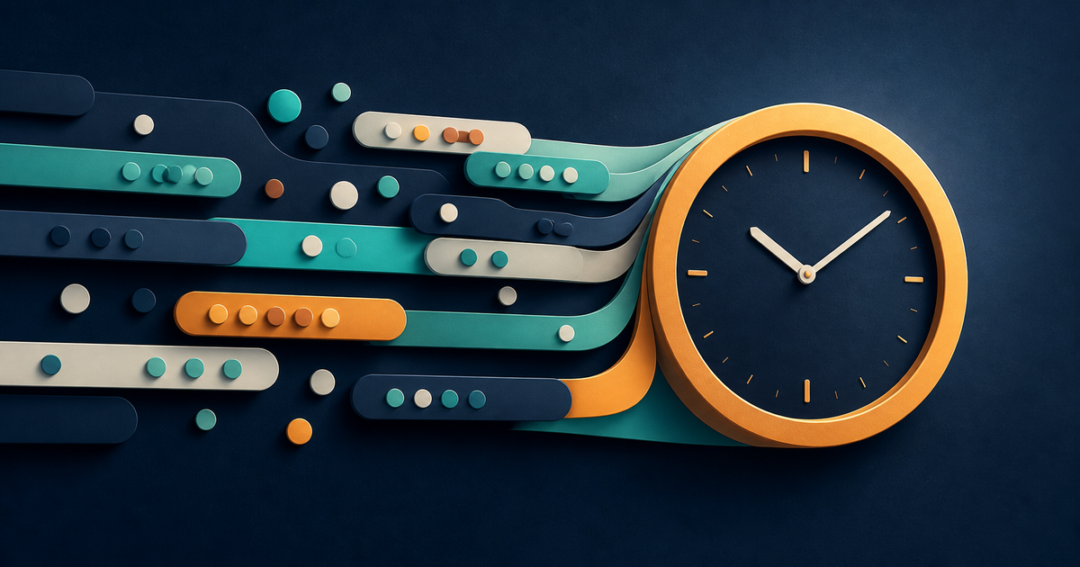 Minimal timing bars and a clock representing temporary browser state.